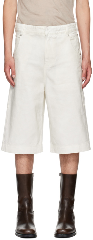 Photo: Entire Studios White D Denim Shorts