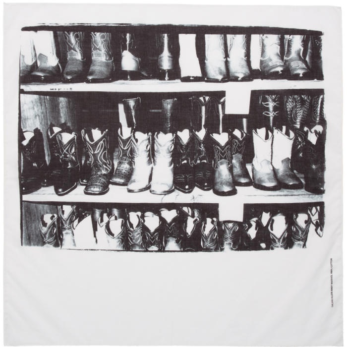 Calvin Klein 205W39NYC White Boot Print Bandana Scarf