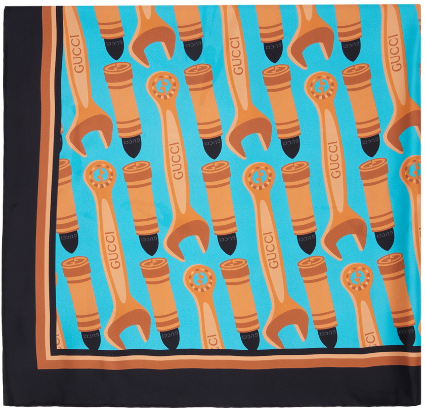 Gucci Multicolor Lipstick Wrench Silk Scarf Gucci