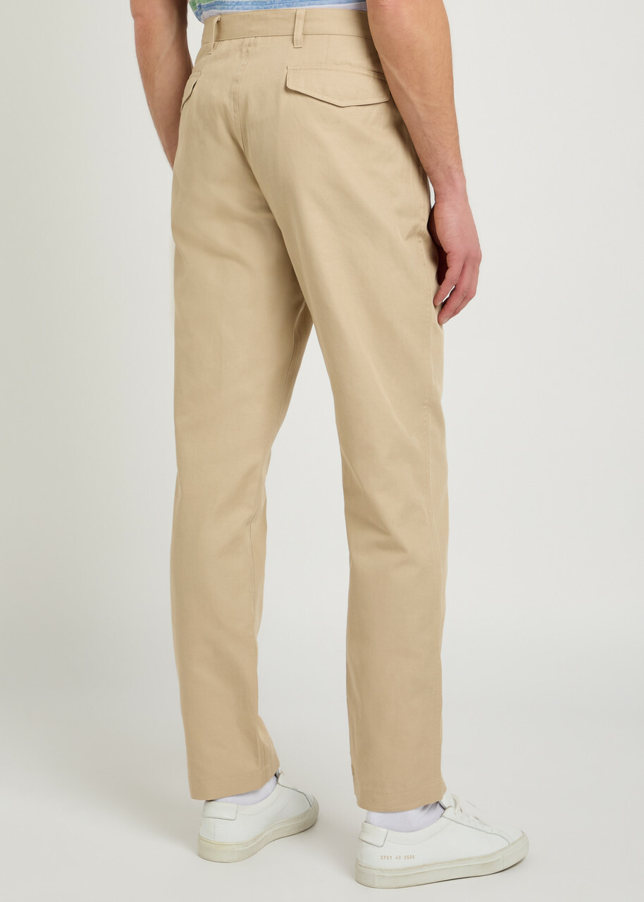 PS Paul Smith Tapered-leg Cotton and Linen-blend Trousers Beige