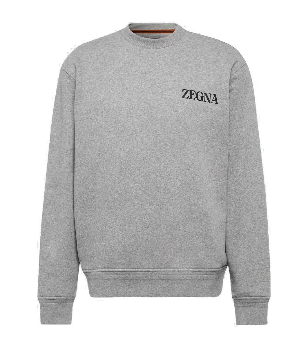 パーカー・フーディ Zegna Crewneck Sweatshirt With Embroidered Logo Zegna - Cotton crew-neck sweatshirt White - The Corner