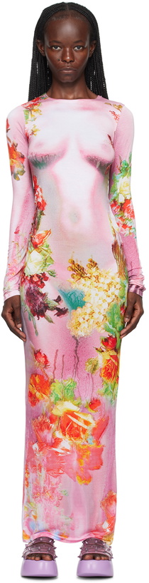 Photo: Jean Paul Gaultier Pink 'The Body Flower' Maxi Dress