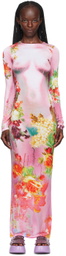 Jean Paul Gaultier Pink 'The Body Flower' Maxi Dress