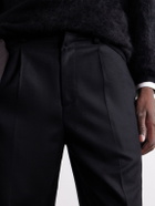 ssstein - Straight-Leg Pleated Wool-Blend Flannel Trousers - Black