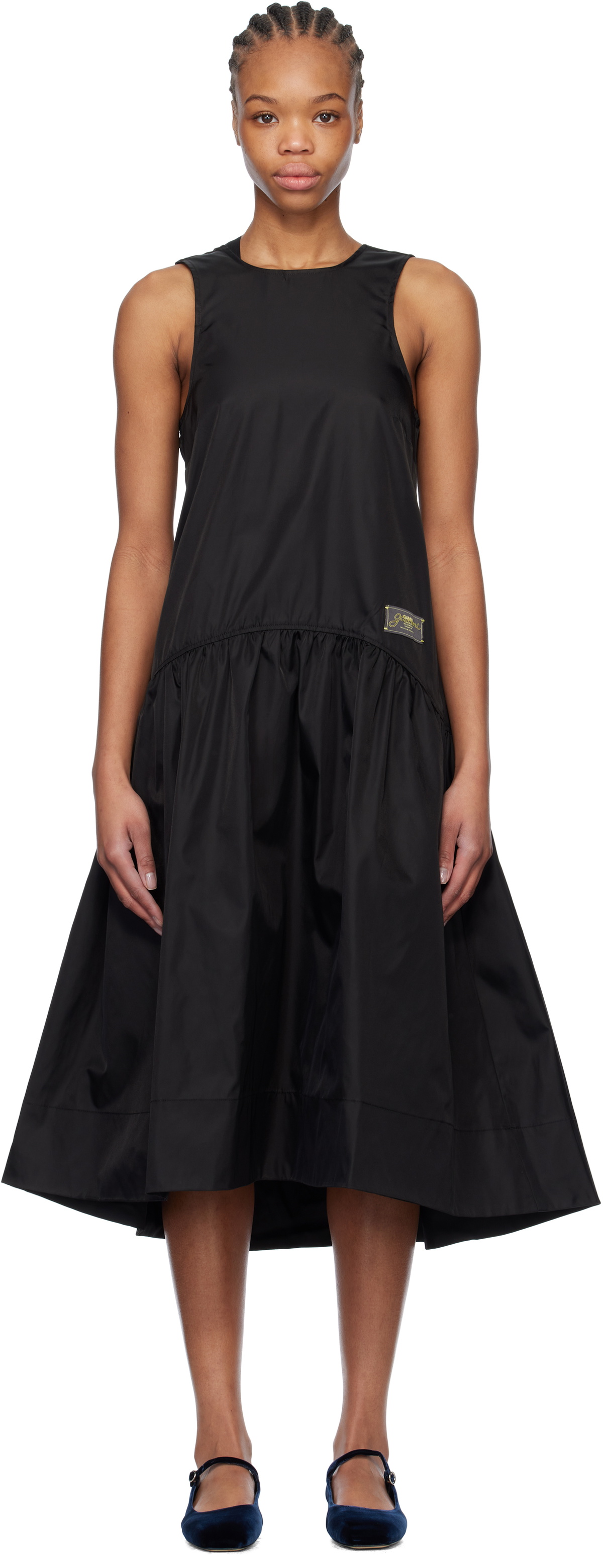 GANNI Black Duchesse Nylon Midi Dress GANNI GANNI Black Duchesse Nylon Midi Dress GANNI