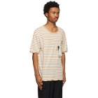 BED J.W. FORD Beige and Off-White Striped Pocket T-Shirt