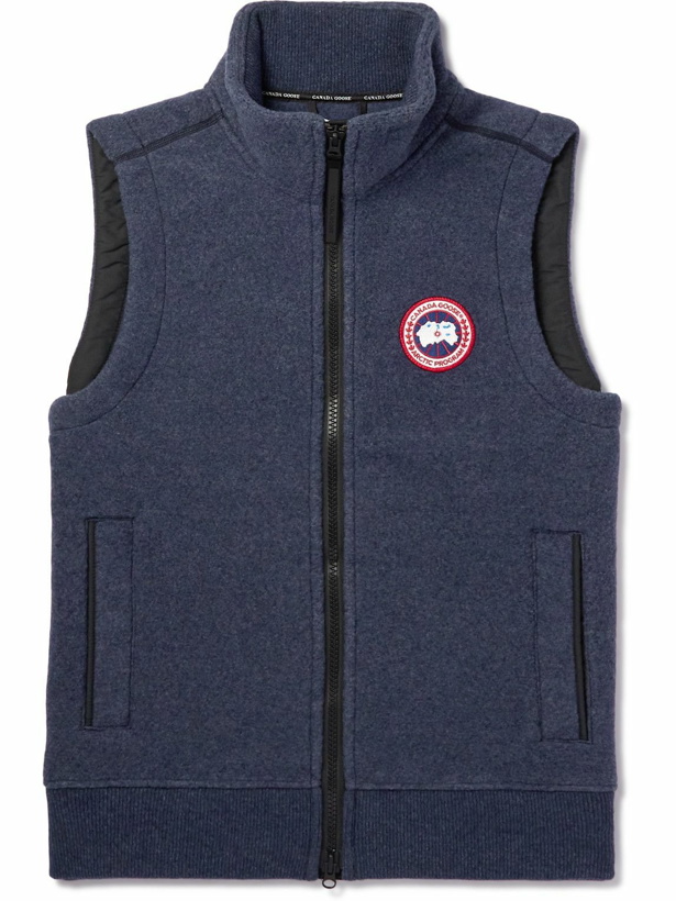 Photo: Canada Goose - Mersey Logo-Appliquéd Wool-Blend Fleece Gilet - Blue