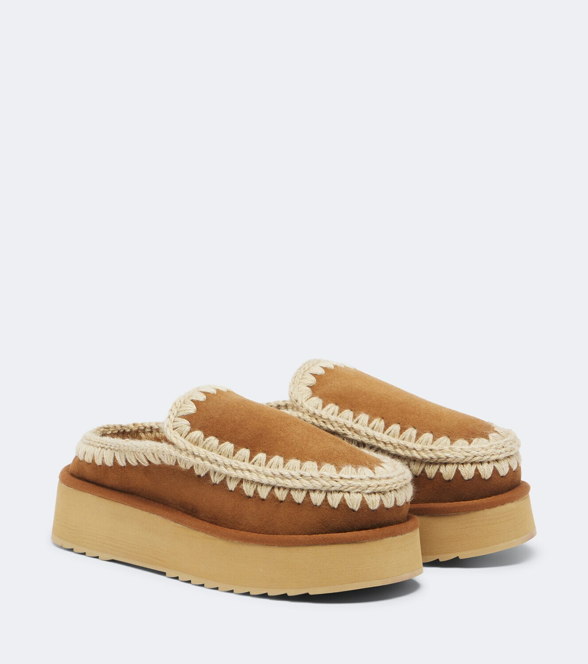 Mou Shearling-lined suede platform clogs