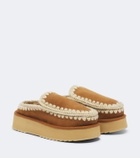Mou Shearling-lined suede platform clogs
