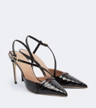 Malone Souliers Valeria croc-effect leather slingback pumps