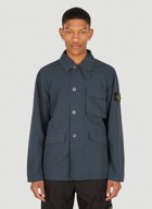 Compass Patch Convertible Collar Jacket in Blue