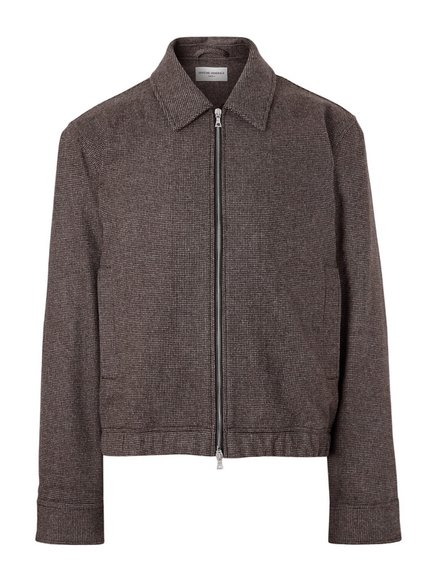 Photo: Officine Générale - Marlino Houndstooth Virgin Wool Overshirt - Brown