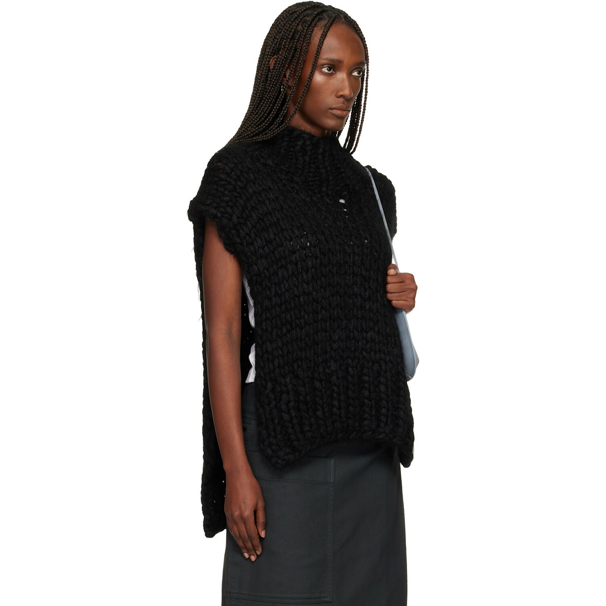 ISSEY MIYAKE Black November Silk Mohair Hand-Knit Vest