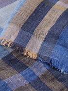 Loro Piana - Fringed Checked Linen, Wool and Silk-Blend Scarf