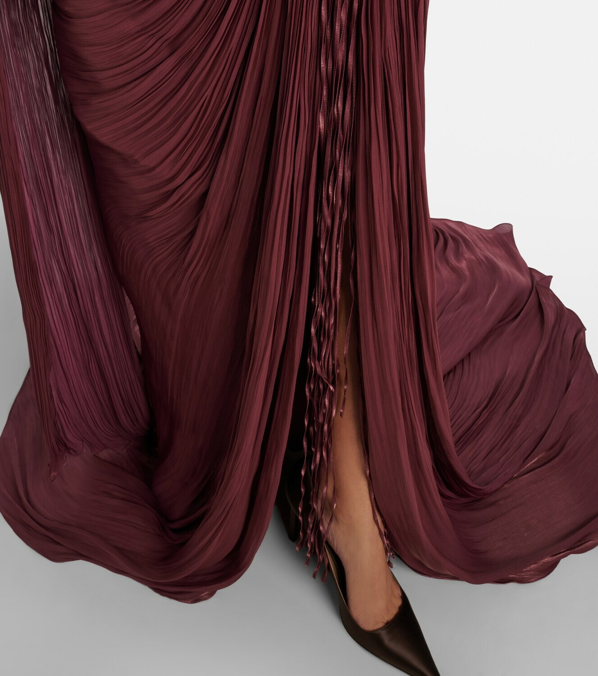 Marmar Halim Draped pleated scarf-detail gown