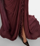Marmar Halim Draped pleated scarf-detail gown