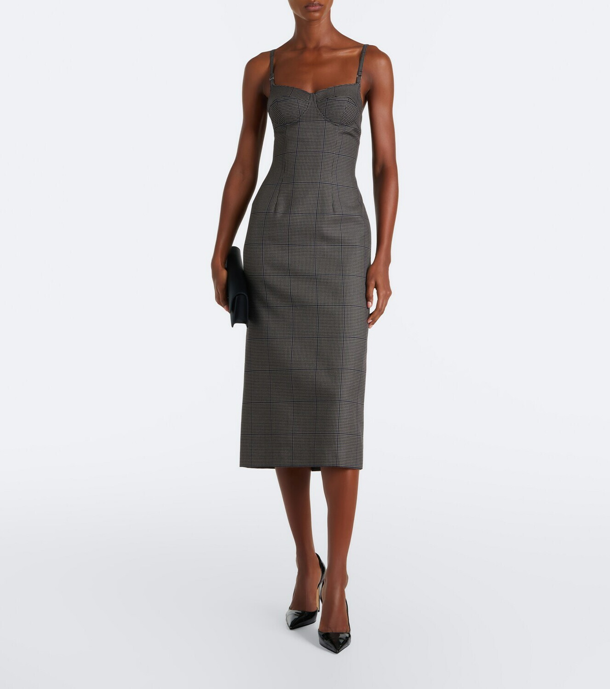 Mugler Houndstooth wool midi dress