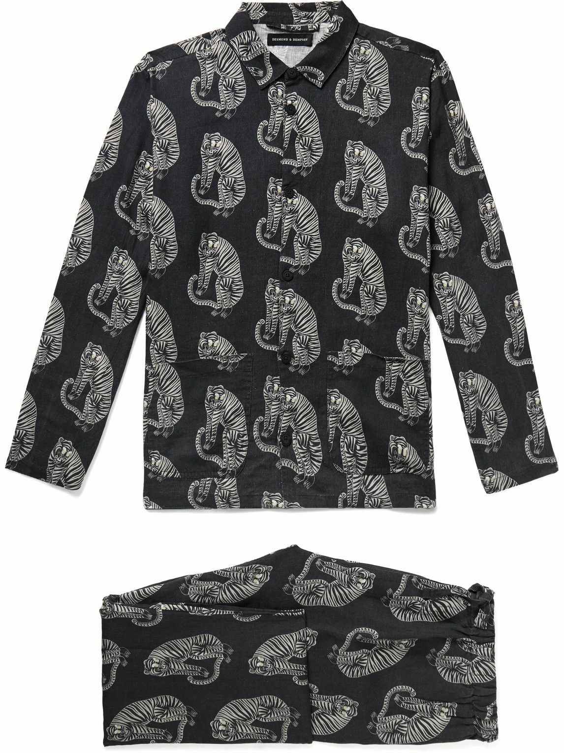 Desmond Dempsey Printed Cotton Pyjama Set Blue Desmond Dempsey
