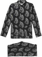 Desmond & Dempsey - Printed Linen Pyjama Set - Black