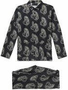 Desmond & Dempsey - Printed Linen Pyjama Set - Black