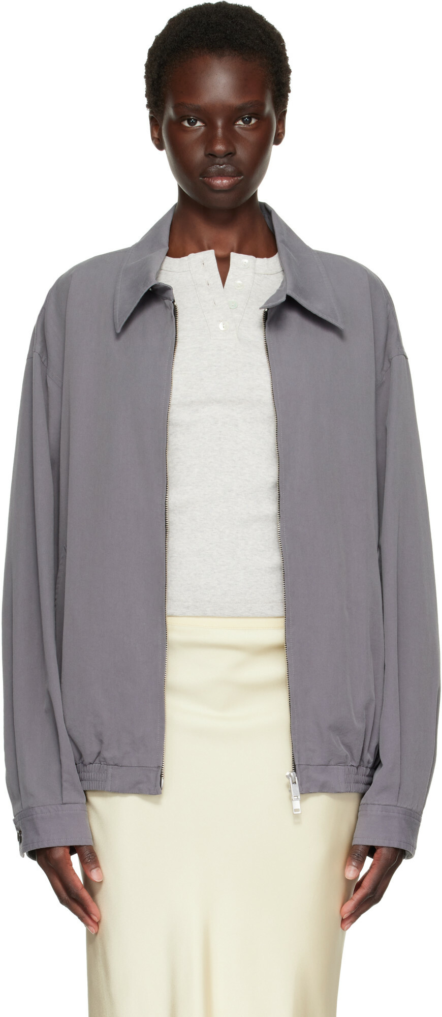 TONYWACK Gray Washed Cotton Lyocell Blouson Jacket