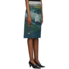 Namacheko Blue and Green Silk Gregory Mid-Length Skirt