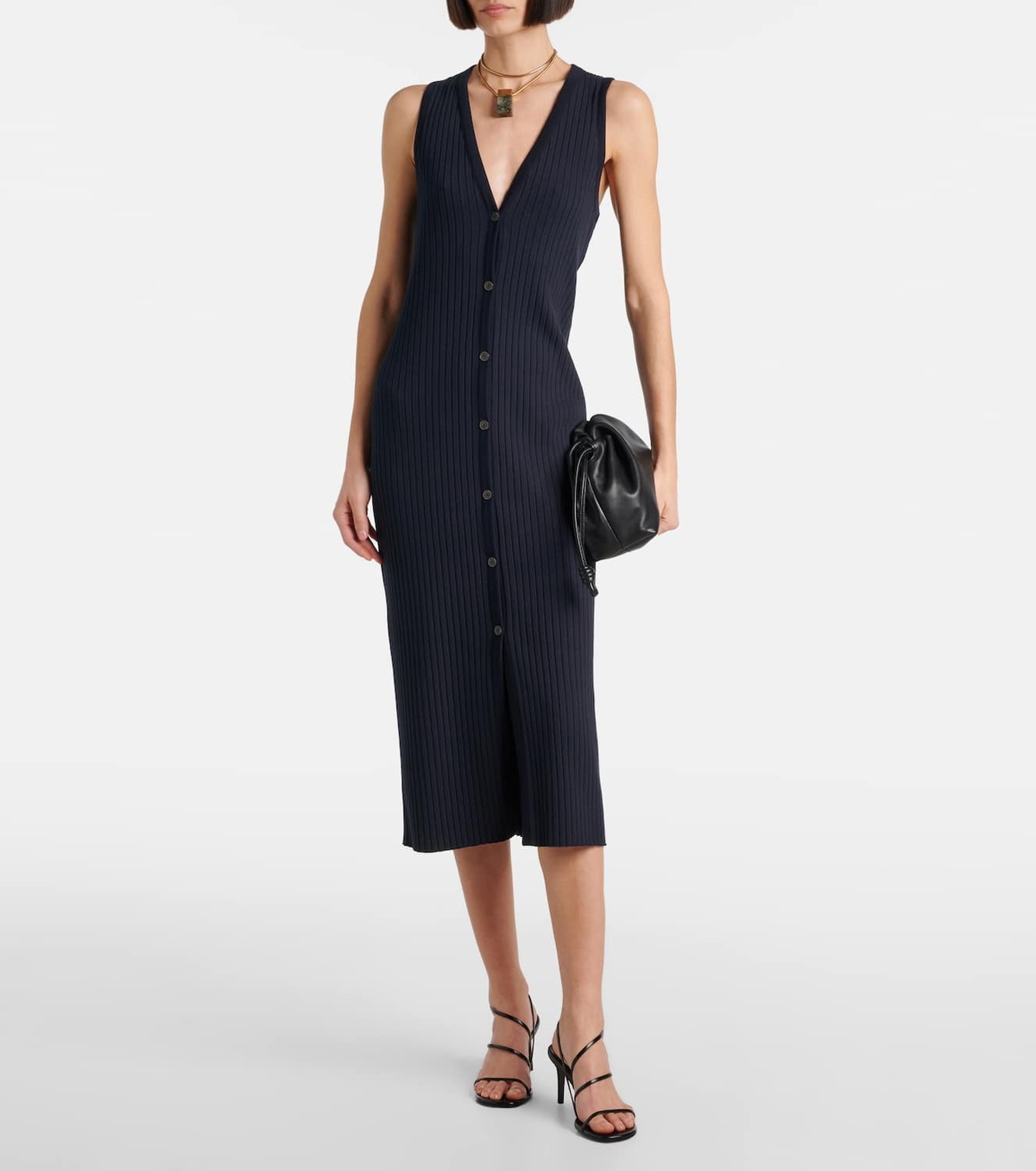 Vince Ribbed-knit midi dress