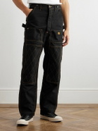 KAPITAL - Lumber Straight-Leg Embroidered Cotton-Canvas Cargo Trousers - Black