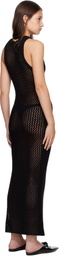 St. Agni Black Cotton Crochet Maxi Dress