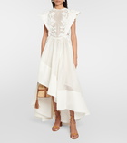 Zimmermann Tama embroidered linen and silk midi dress