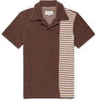 Maison Margiela - Slim-Fit Striped Piqué-Panelled Cotton-Blend Polo Shirt - Men - Brown