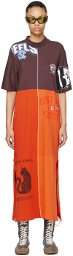 Marine Serre Brown & Orange Regenerated Maxi Dress
