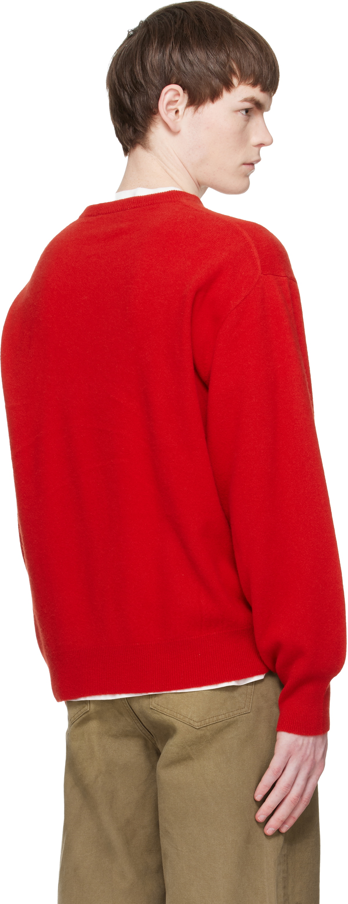 stein Red Pure Cashmere Knit Crew Neck LS Sweater