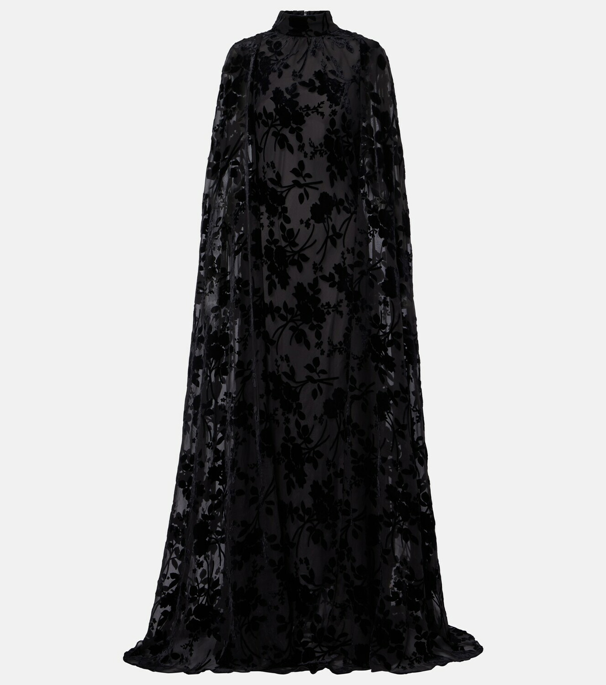 Rodarte Caped floral velvet devoré gown