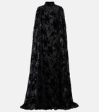 Rodarte Caped floral velvet devoré gown