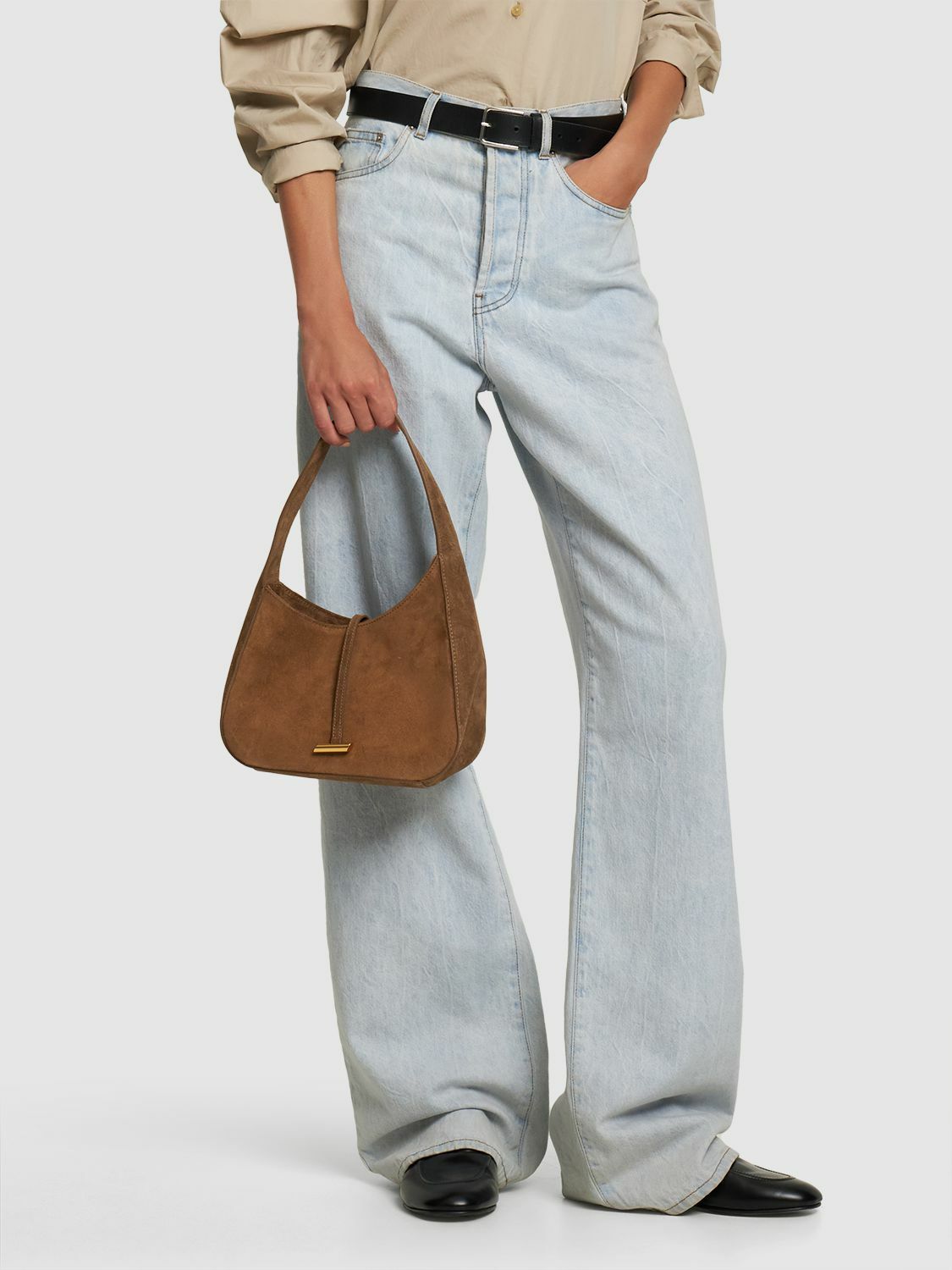 LITTLE LIFFNER - Chubby Slanted Suede Hobo Bag
