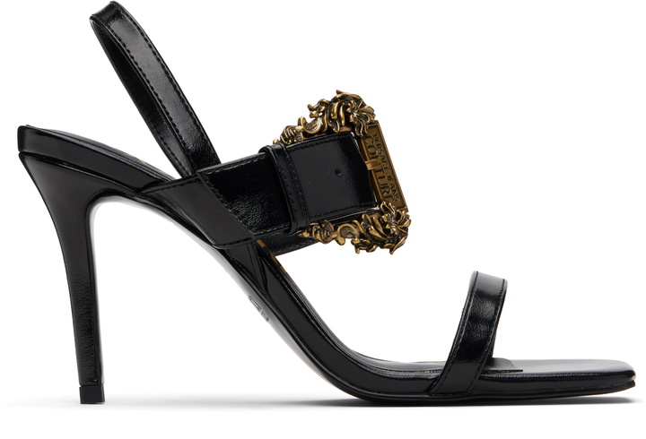 Photo: Versace Jeans Couture Black Baroque Buckle Emily Sandals