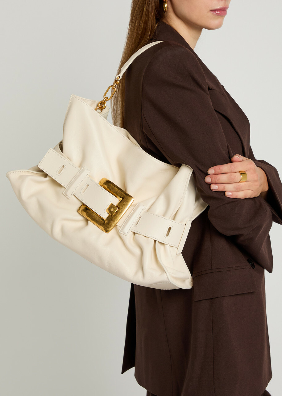 Balmain Anthem Medium Leather Shoulder bag - Cream - One Size
