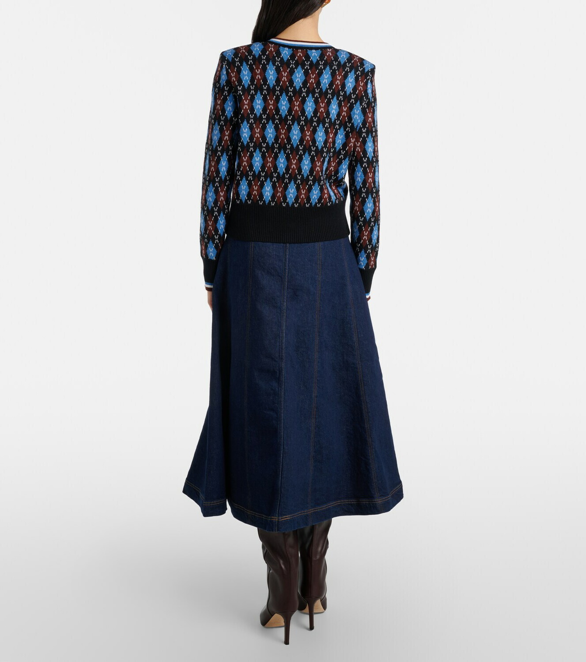 Veronica Beard Alix denim midi skirt