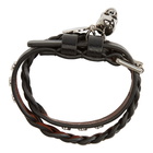 Alexander McQueen Black and Silver Double Wrap Skull Bracelet