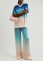 Casablanca Logo-monogrammed Dégradé Silk Trousers Blue
