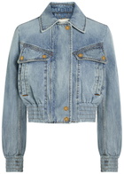 Zimmermann Quilted Denim Bomber Jacket Light Blue