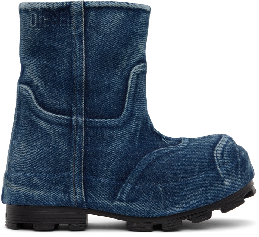 Photo: Diesel Blue D-Hammer Ch Md Denim Ankle Boots