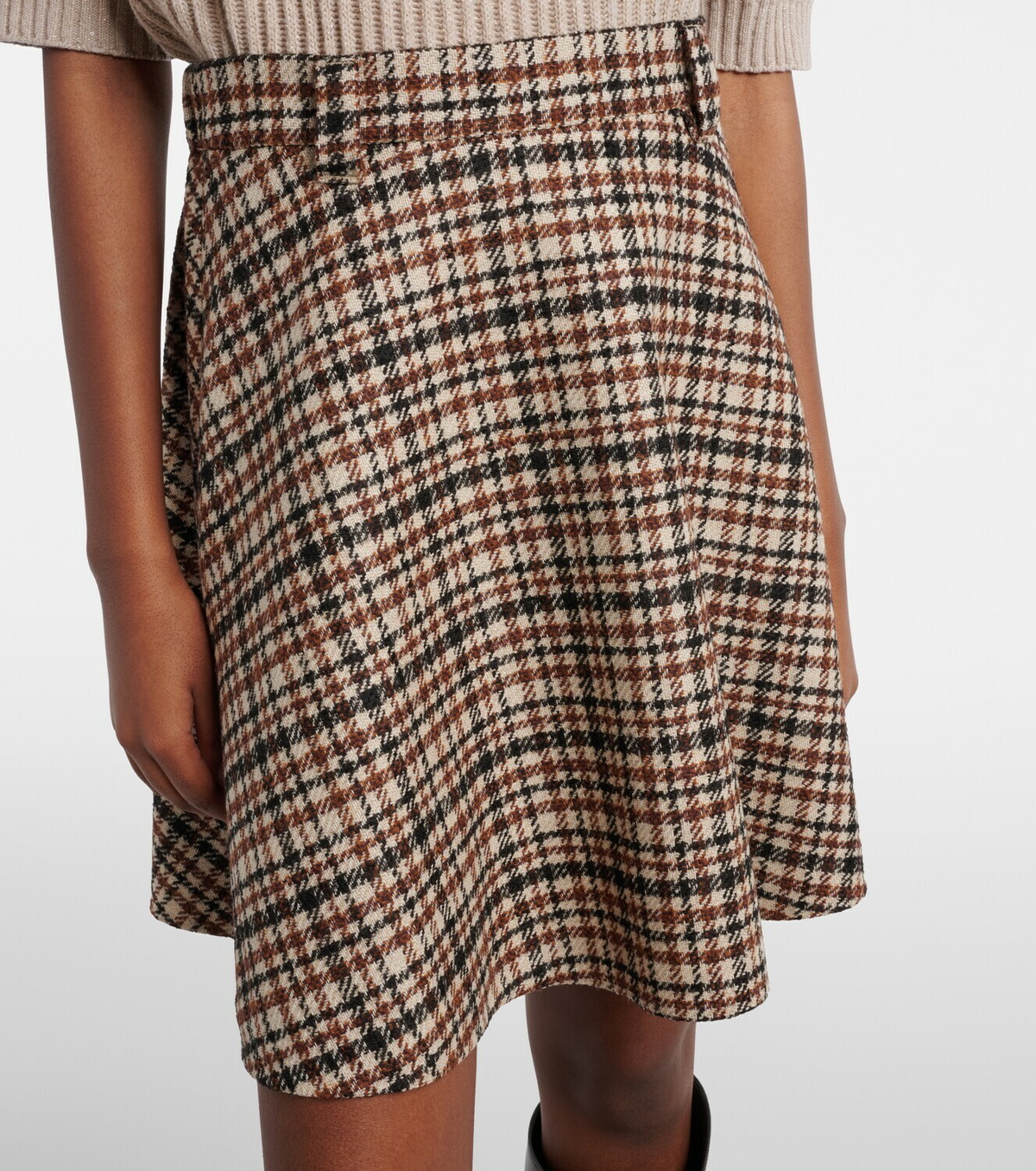 Brunello Cucinelli Houndstooth wool and alpaca-blend miniskirt