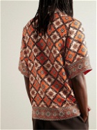 Etro - Camp-Collar Printed Silk-Twill Shirt - Orange