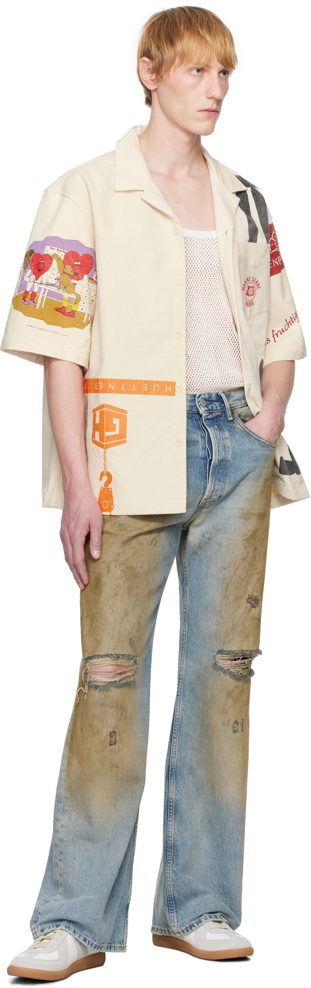 Marine Serre Off-White Regenerated Tote Bags Bowling Shirt