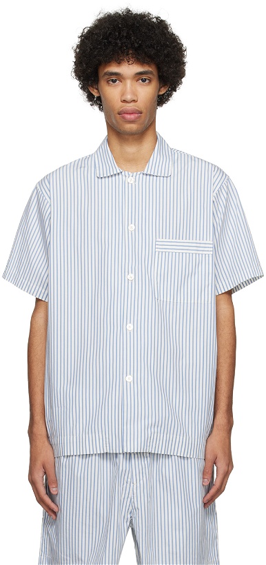 Photo: Tekla Blue & White Short Sleeve Pyjama Shirt