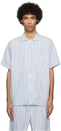 Tekla Blue & White Short Sleeve Pyjama Shirt