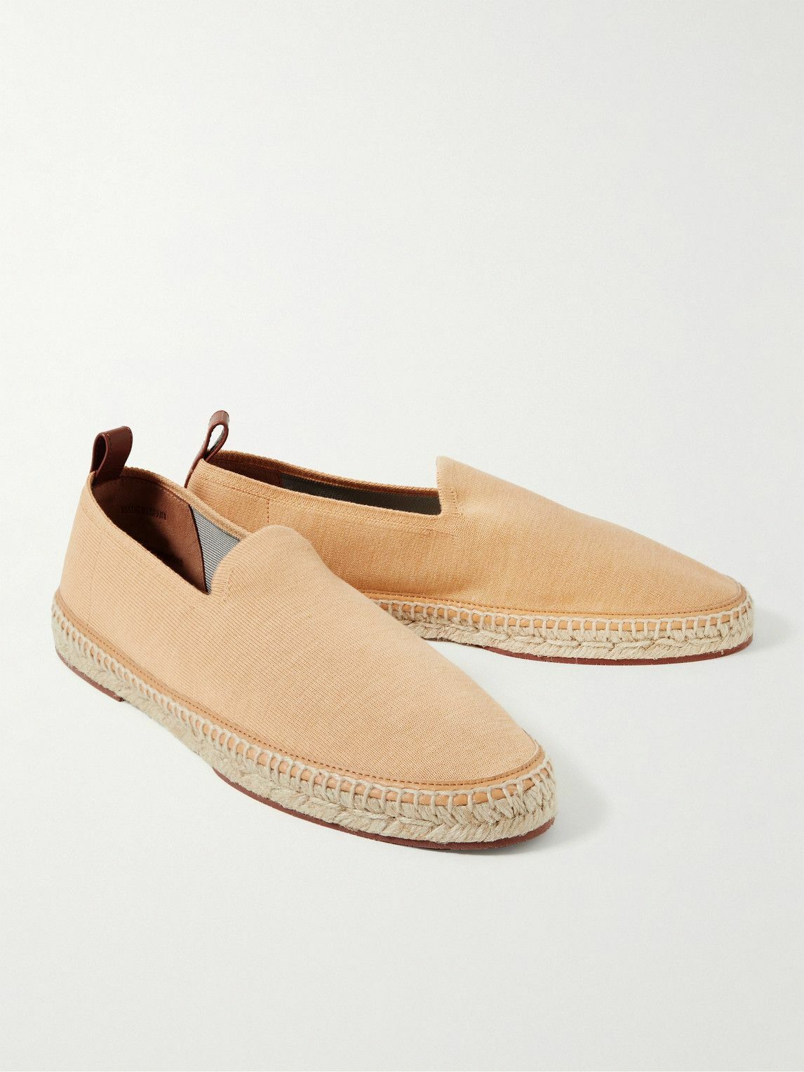 Loro Piana - Seaside Walk Leather-Trimmed Cotton and Silk-Blend Espadrilles - Orange