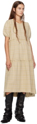 R13 Beige Shredded Relaxed Midi Dress